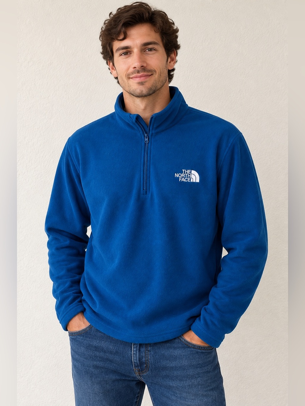 The North Face Men’s Medium Blue Fleece 1/4 Zip Pullover Jacket Outdoor